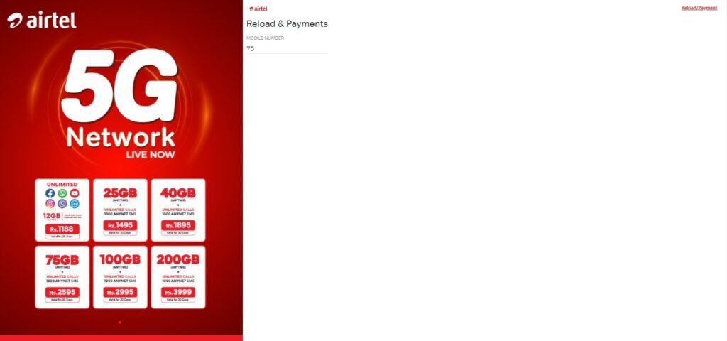 airtel online web portals 