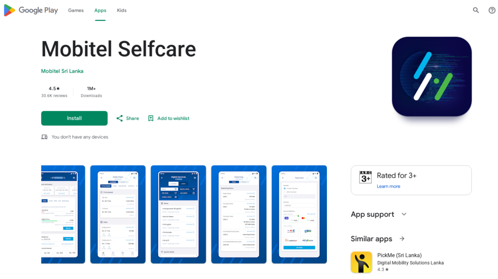 SLT-Mobitel SelfCare App